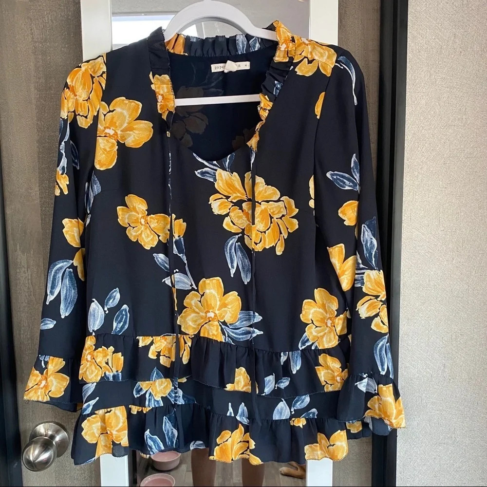 Paper Crown Anthropologie Floral Long Sleeve Top
